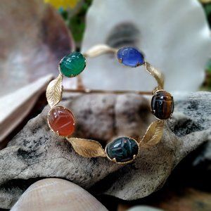 12kt Gold Filled Multi-Stone Scarab Brooch